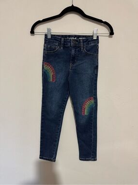 Cat And Jack Girls Jegging Size 6 Rainbow Embroidery Jeans Skinny